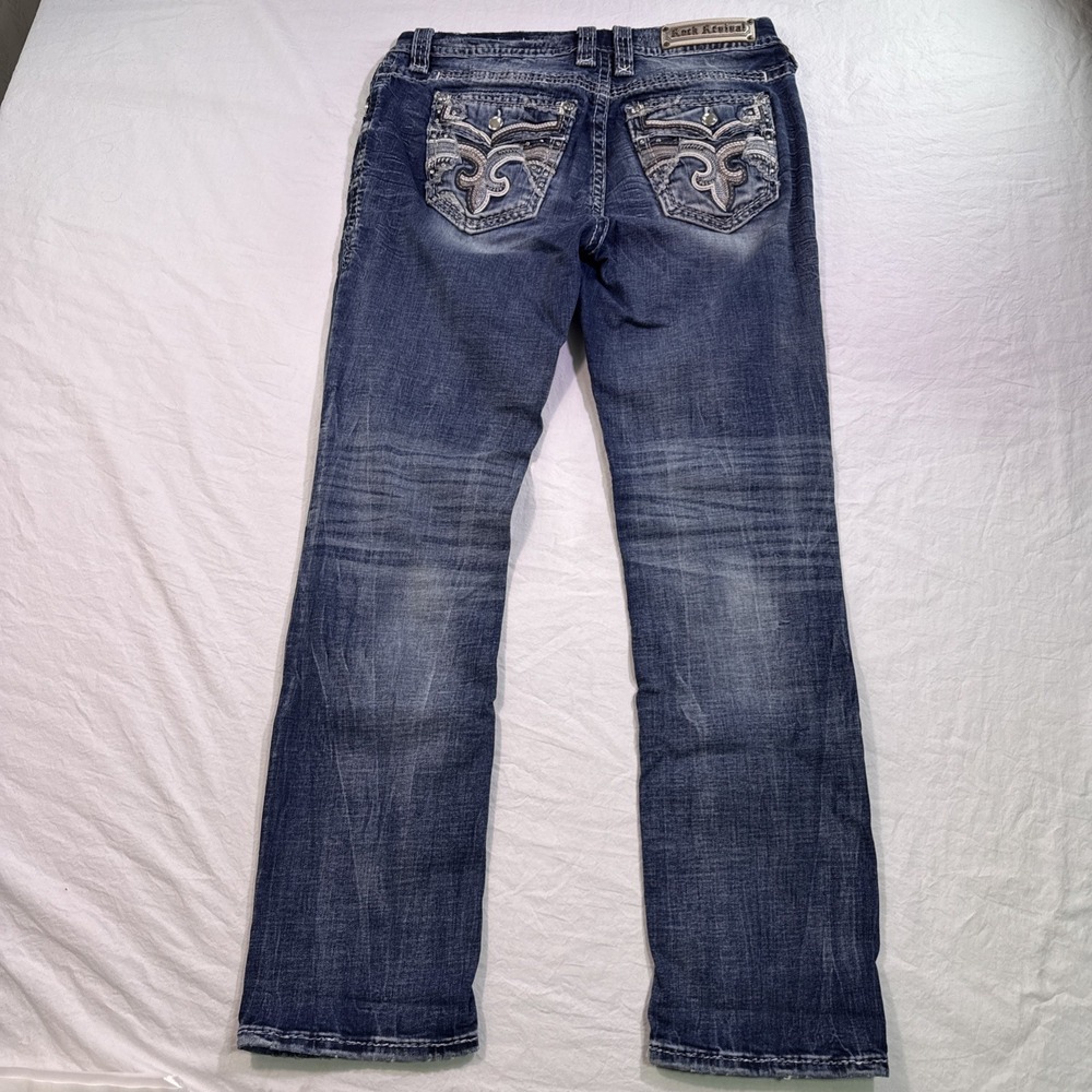 Rock Revival Jeans Women 29 Denim TAMA Easy Straight rhinestones embelished - Picture 8 of 10